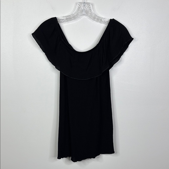 BECCA Solid Black Ruffle Neck Mini Swim Cover Up Women's Size Small - Picture 1 of 6